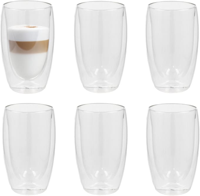 Gerimport Thee glazen Luz - 6x - dubbelwandig - glas - 450 ml - D9 x H15 cm