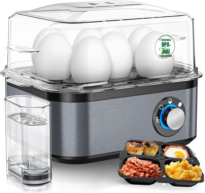 GTB® Eierkoker electrisch - Eierkoker - Eierkoker met timer - Zilver - ‎21cm x 15cm x 17cm