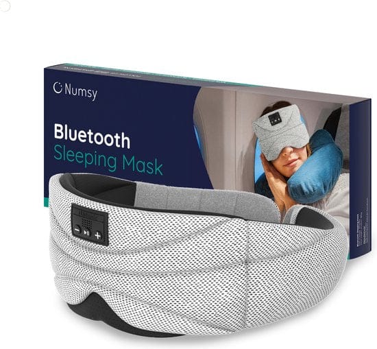 Numsy Slaapmasker met Bluetooth - Batterij vermogen 8 uutjes - 100% Katoen - Lichtgrijs