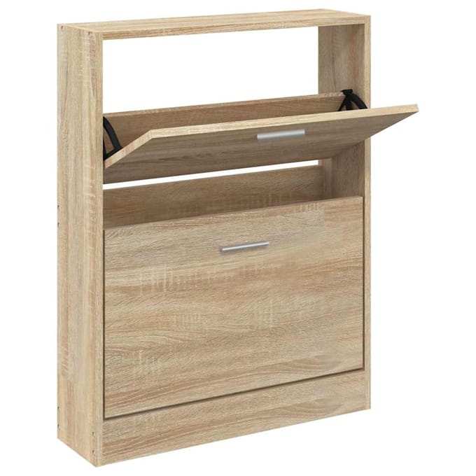 vidaXL - Schoenenkast - eiken - 59x17x81 - cm - bewerkt - hout