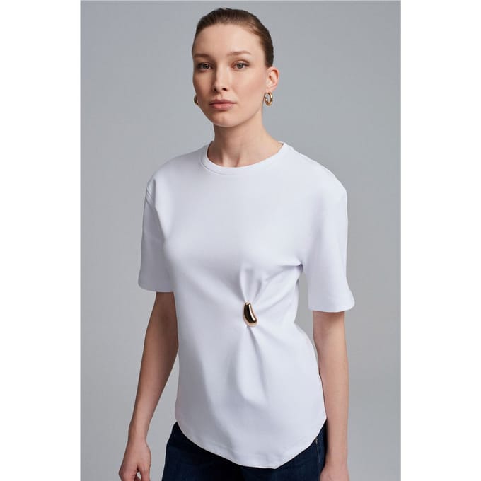 Dames T-shirt met ronde hals en korte mouwen