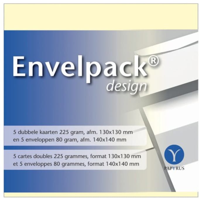 Dubbele kaart Papyrus Envelpack Design vierkant 140x140mm ivoor 894440 set van 5