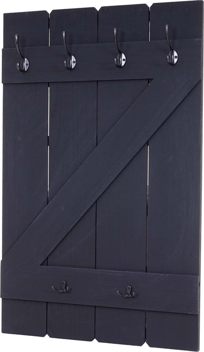 Bekerhouder MCW-D13, hangende bekerplank wandplank, 6 haken 91x60cm ~ donkergrijs
