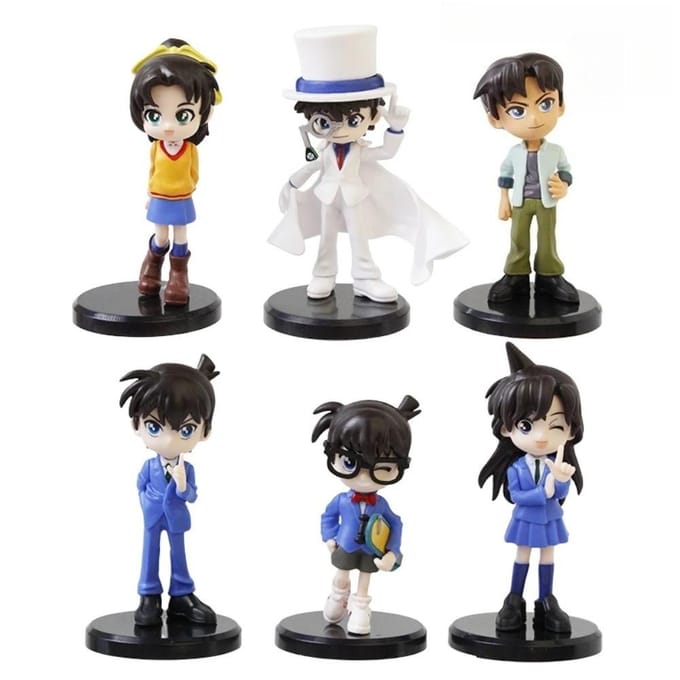 6 pièces/set Figurine Modèle Anime Détective Conan Kaito Kid Ran Mouri Jouets no box black