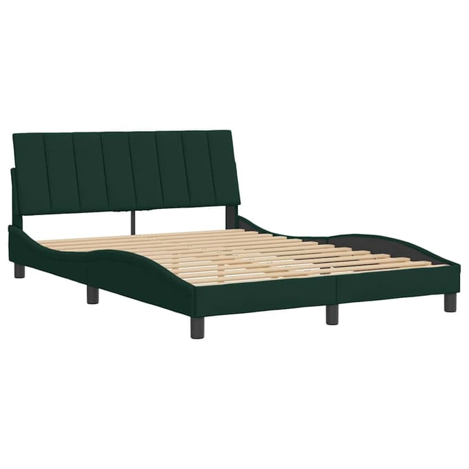 vidaXL - Bedframe - zonder - matras - "Hanko" - 140x200 - cm - fluweel - donkergroen