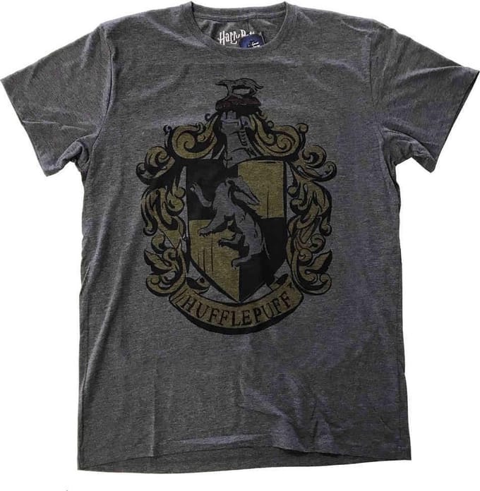 Harry Potter Heren Tshirt -S- Hufflepuff Dyed Grijs