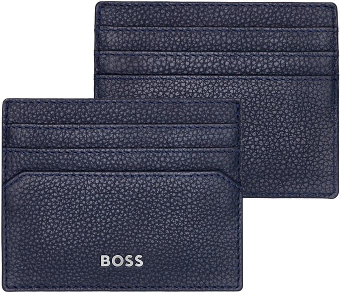 HUGO BOSS Leren Kaarthouder Classic Grained Card Holder Dark Blue Donkerblauw