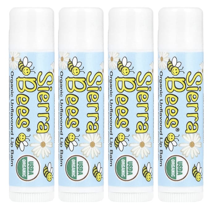 Sierra Bees, Biologische Lippenbalsem, Geurloos, 4 Stuks, 15 oz (4,25 gram) Elk yellow
