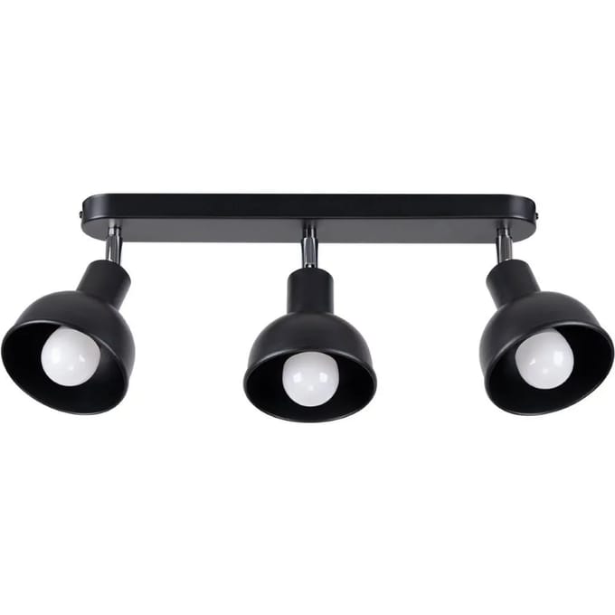 Sollux Lighting Plafondlamp Elba - E27 - zwart - staal - 18.5x59x24cm