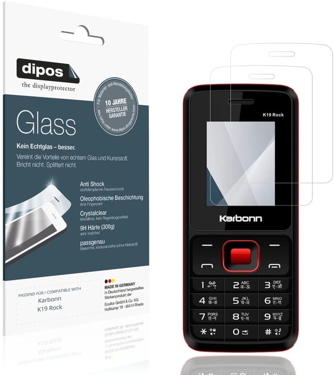 dipos – 2x Pantserfolie geschikt voor Karbonn K19 Rock | 9H Screenprotector