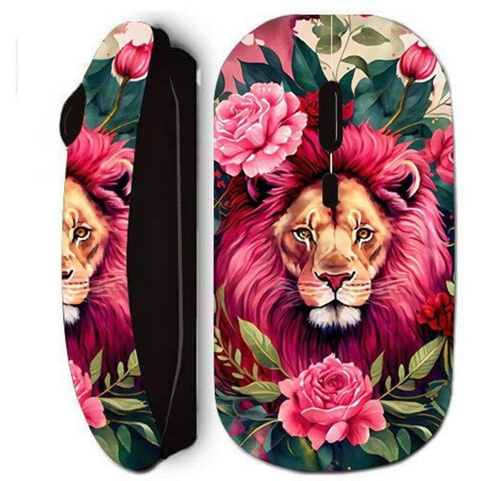 Draadloze muis - Leeuw - Zwart - Bloemen - WiFi (nano USB-stick) - Draagbaar