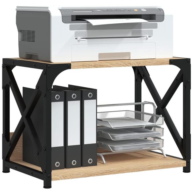 vidaXL - Printerstandaard - 44x26x31,5 - cm - bewerkt - hout - sonoma - eikenkleurig