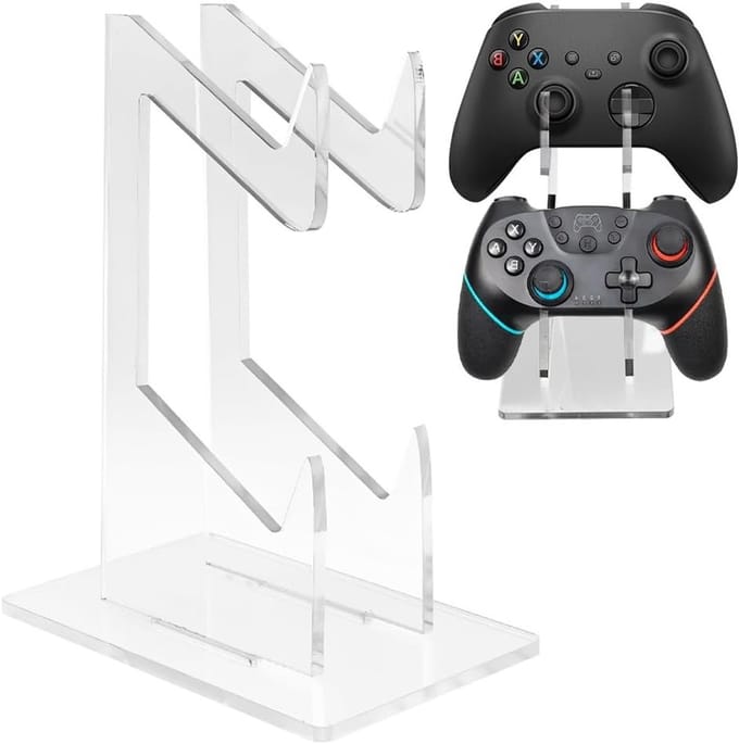 2-laags Acryl Controller Stand voor PS5, Xbox en Switch - Compacte en Transparante Houder voor E-Sport en Gaming Desk