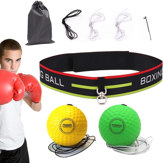 Boks Reflexbal - Trainingsbal Hoofdband - Verbeter Coördinatie - Verstelbare Hoofdband - 8 x 6 x 14 cm