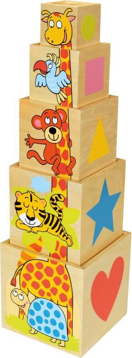 houten stapeltoren piramide met dieren