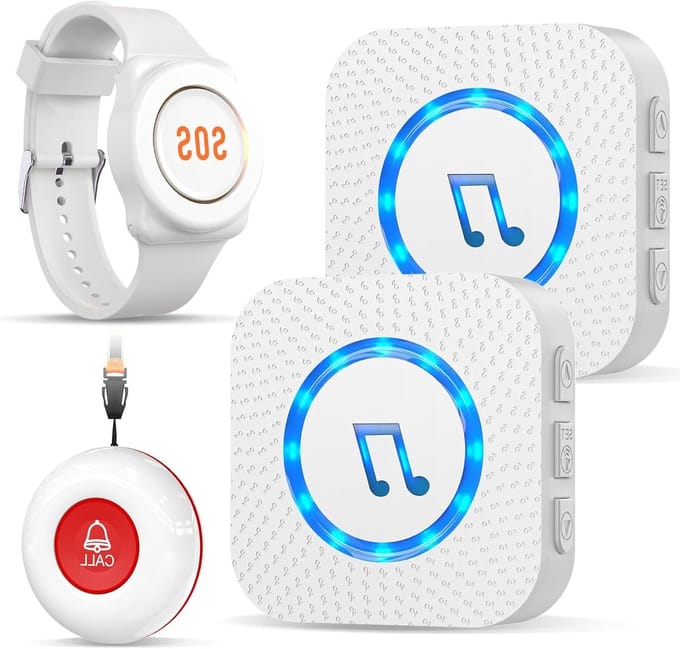 Noodknop Ouderen - Alarm Zender - Hulp Inroepen - Waterdicht Ontwerp - 150 Meter Bereik - Wit
