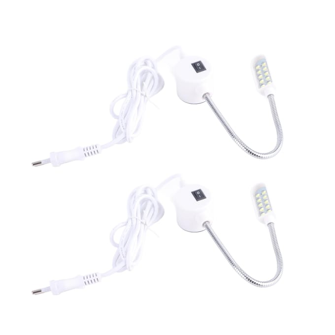 2 stuks LED Naaimachinelamp Flexibel Werk Naailicht met Magnetische Basis white