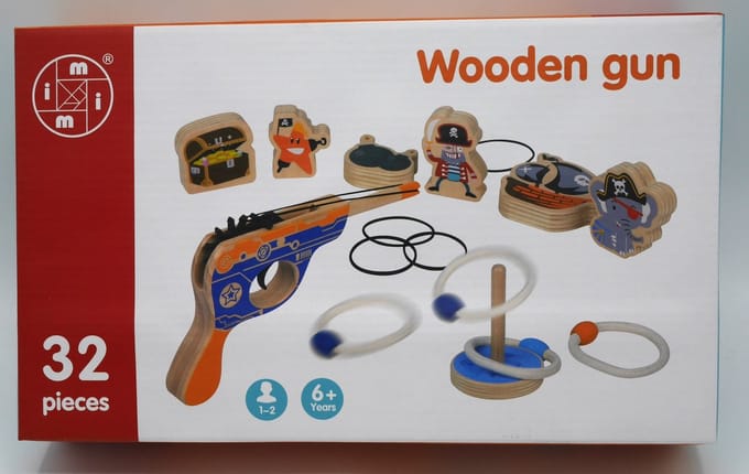 Houten speelset 29x19cm + Gun 32 stuks