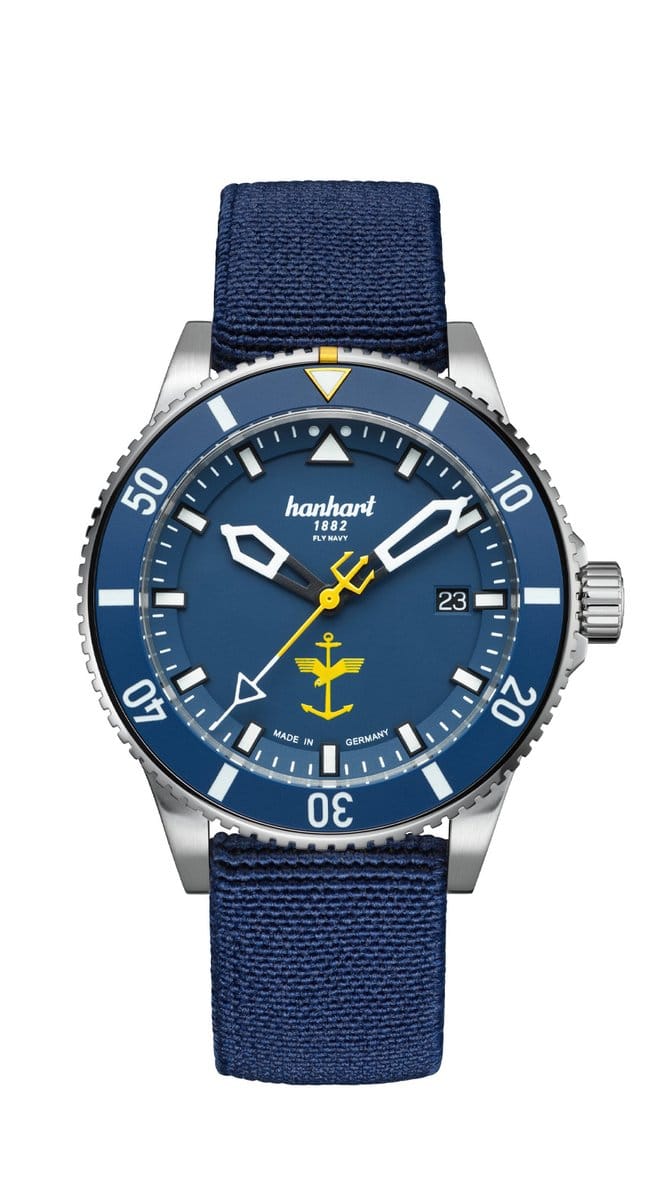 Hanhart FLY NAVY Aerosphere - Horloge - Blauwe band - 42 mm