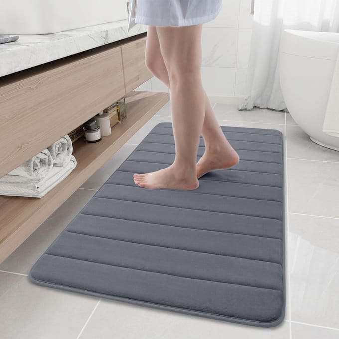 Olanly Badmat Antislip - Memory Foam Badmat - Absorberende Badmat - Douchemat - 61x120 cm - Grijs