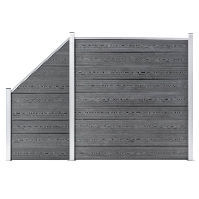 vidaXL - Schuttingset - 1 - vierkant - en - 1 - schuin - 273x186 - cm - HKC - grijs