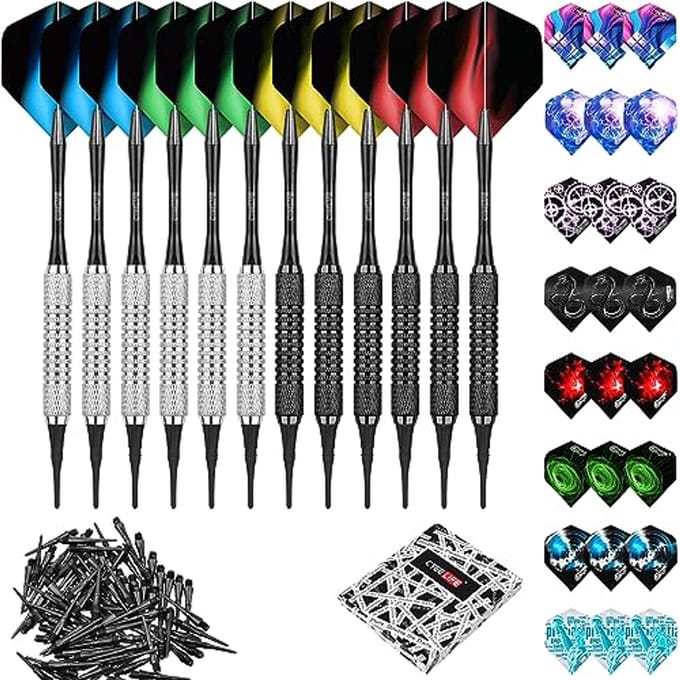 Zachte dartpijlen set met 12 pijlen en accessoires - 16 gram