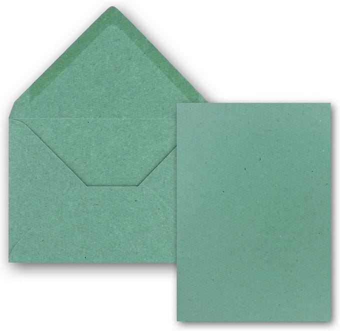 25 Kraftpapier Kaarten met Enveloppen DIN A6 / C6 Eucalyptus Groen
