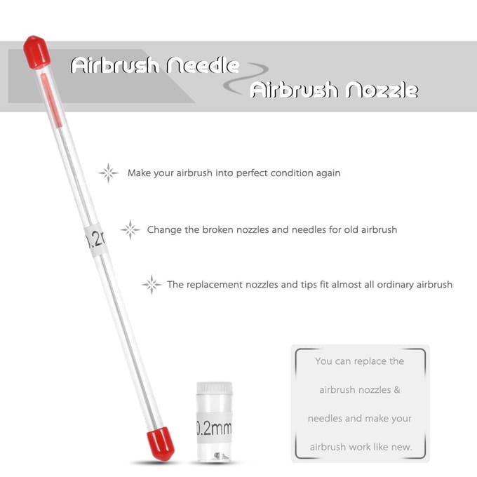 0,2 mm airbrushmondstuk en naaldvervanging voor airbrushes spuitpistoolmodel spuitverf 0.2mm