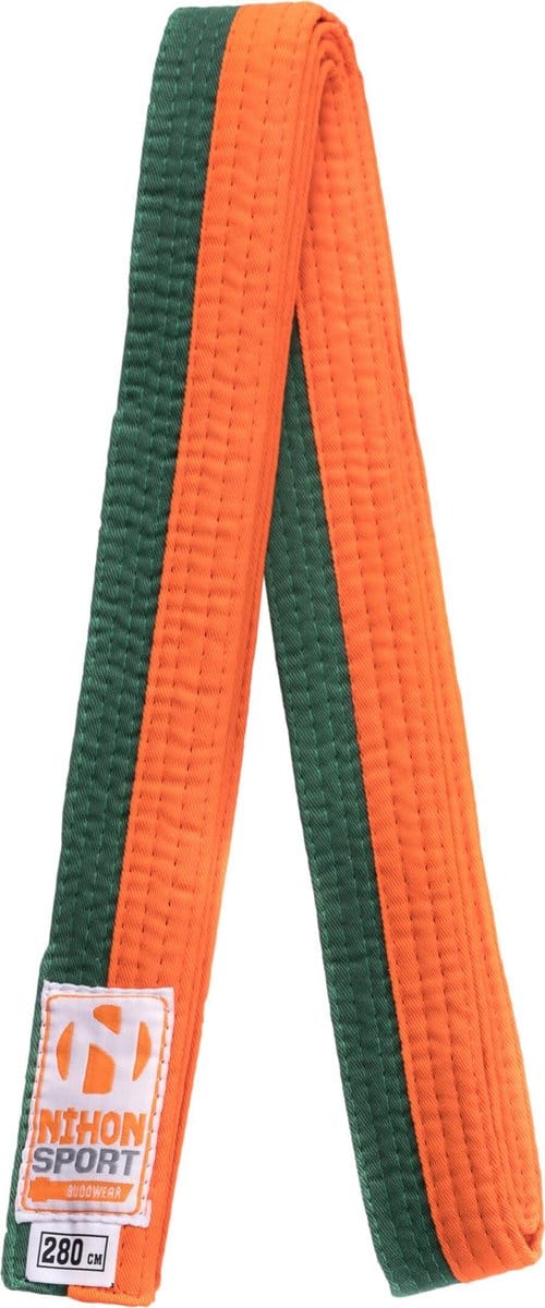 Tweekleurige judo- en karateband Nihon | stevige kwaliteit | Oranje / Groen (Maat: 220)