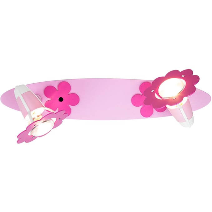 Elobra Plafondlamp bloem, roze, paneel, 2-lamps