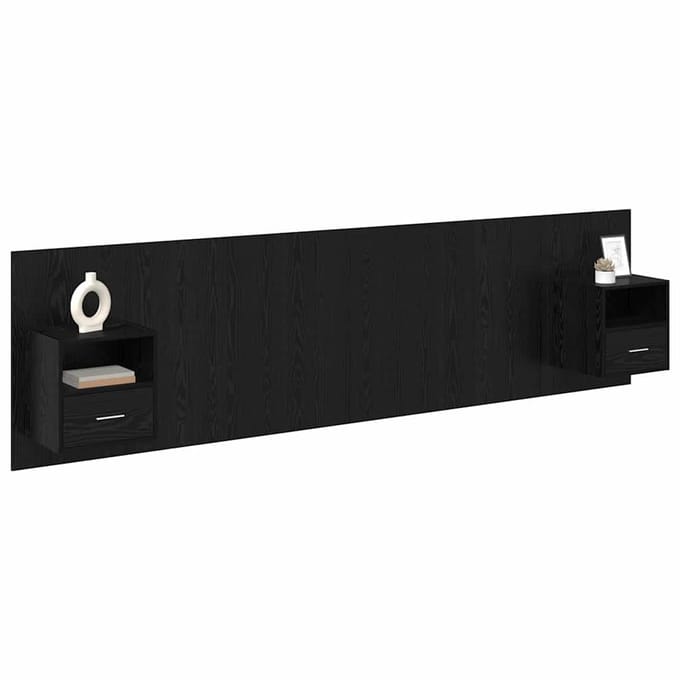 vidaXL - Hoofdeinde - Met - Kast - 3 - st - Zwart - Eiken - Bewerkt - hout