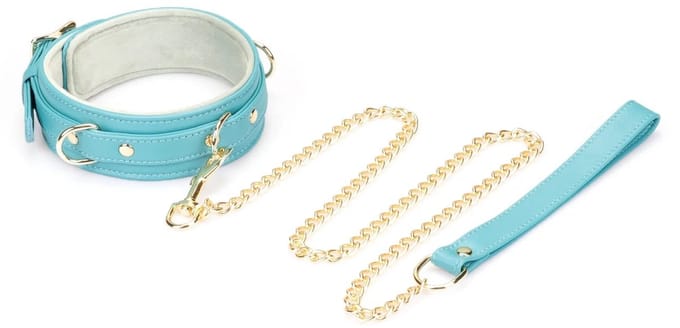Liebe Seele - Siren's Cove Lamslederen Collar met Leiband - Turquoise