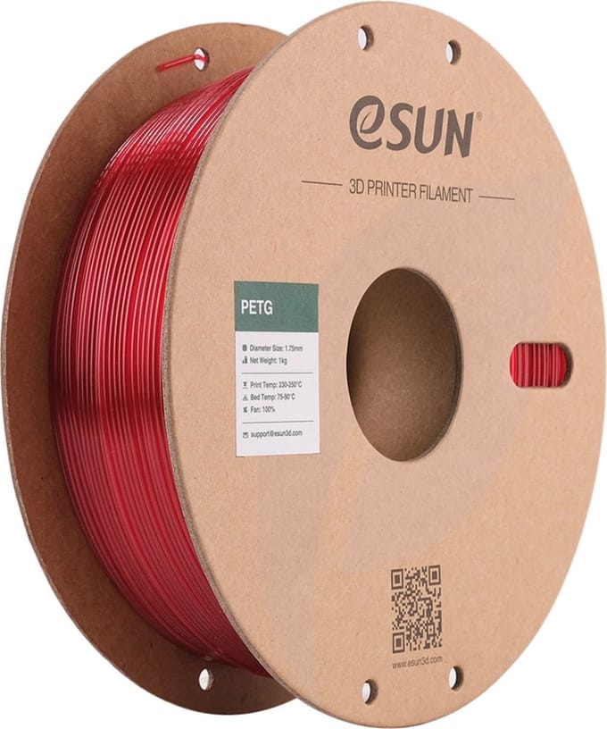 eSun PETG Transparant Rood - 1 kg - 1.75 mm - 3D printer en 3D pen filament