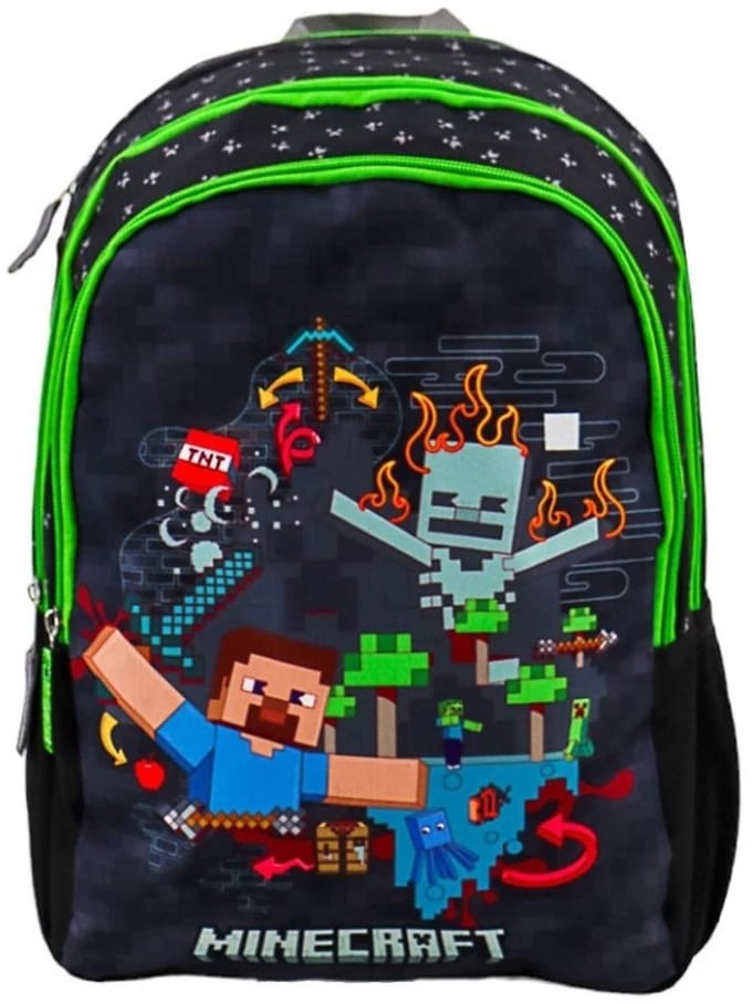 MINECRAFT TNT Rugzak - Schooltas - Rugtas - 3 ritsvakken - 8+ Jaar