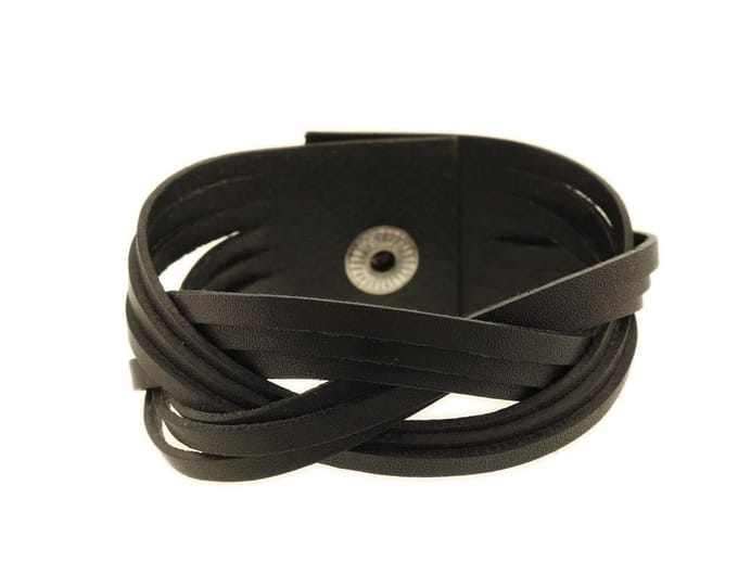 Behave - Armband zwart leer met druksluiting - Stoer basic accessoire