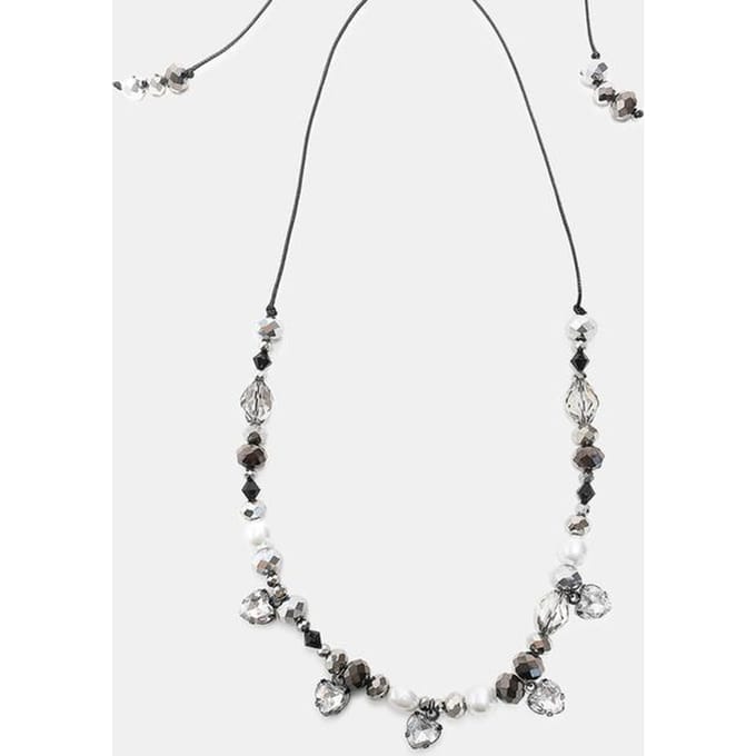 Stradivarius Ketting met kralen en steentjes  Grijs OS
