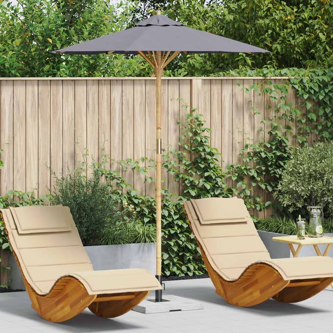 vidaXL - Tuinparasol - Rond - Ø - 180 - x - 230 - cm - Bamboe - Donkergrijs