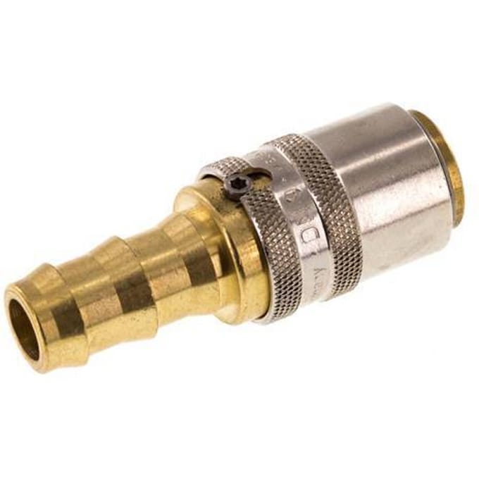 Messing DN 9 Tempereerkoppeling Snelkoppeling 12.7 mm Slangpilaar Loskoppelbeveiliging