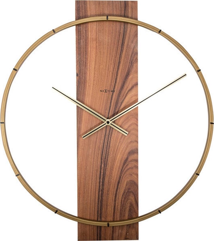 NeXtime NE-3195BR Wandklok 50.8x58.2x4.3, Hout/Steel, Bruin