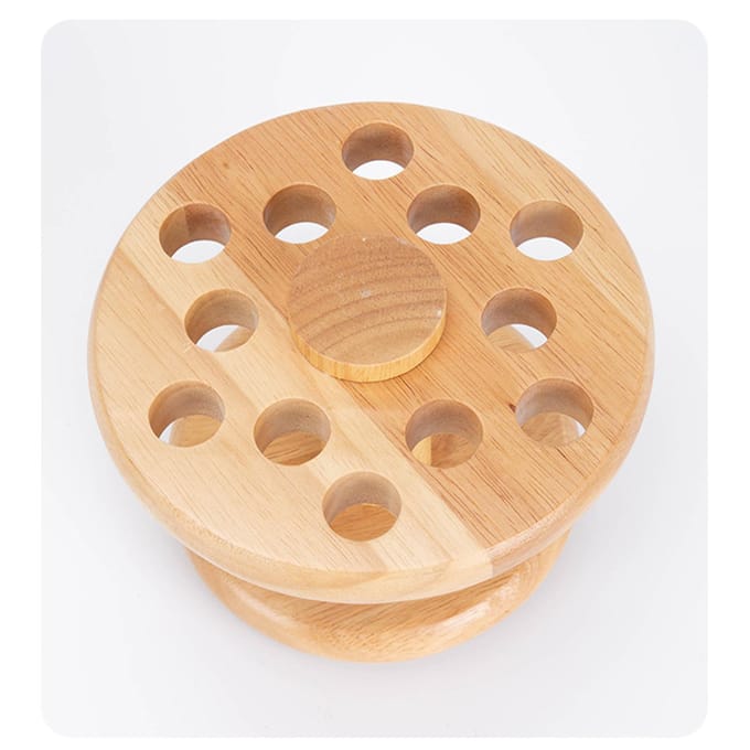 Draaibaar opbergrek van rubberhout Kappersschaar- en kamorganizer Multifunctionele opbergruimte beige