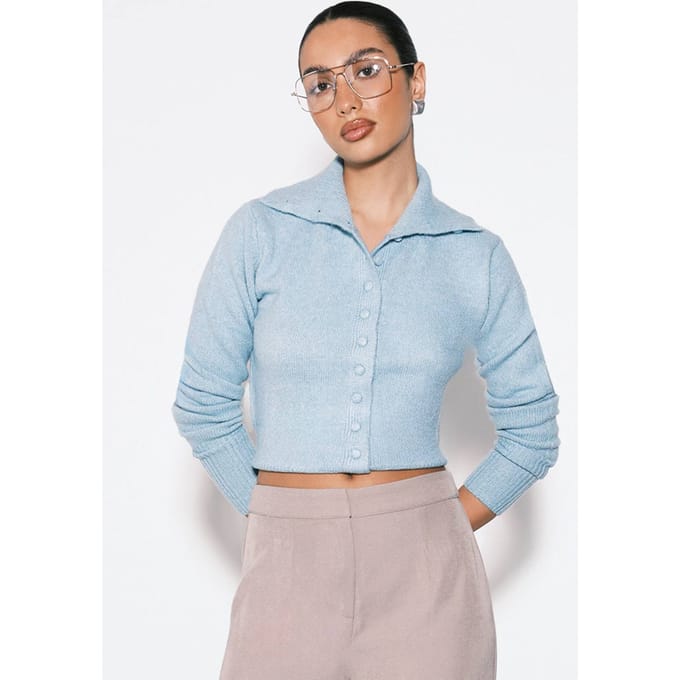 boohoo Dames Superzachte geborstelde gebreide buttoncardigan | Blue | Maat: Large