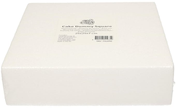 FunCakes Taart Dummy - Piepschuim Blok - Vierkant - 25x25x7 cm