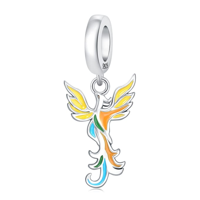 Composants de Perles Charme en Métal Cuivre Composants de Perles Authentique Original Pendentif Phénix Coloré Composant de Perle Composants de Perles Compatible Avec white
