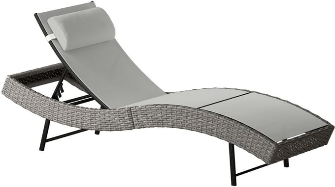 4goodz Poly rattan ligstoel met in 5 standen verstelbare rugleuning en