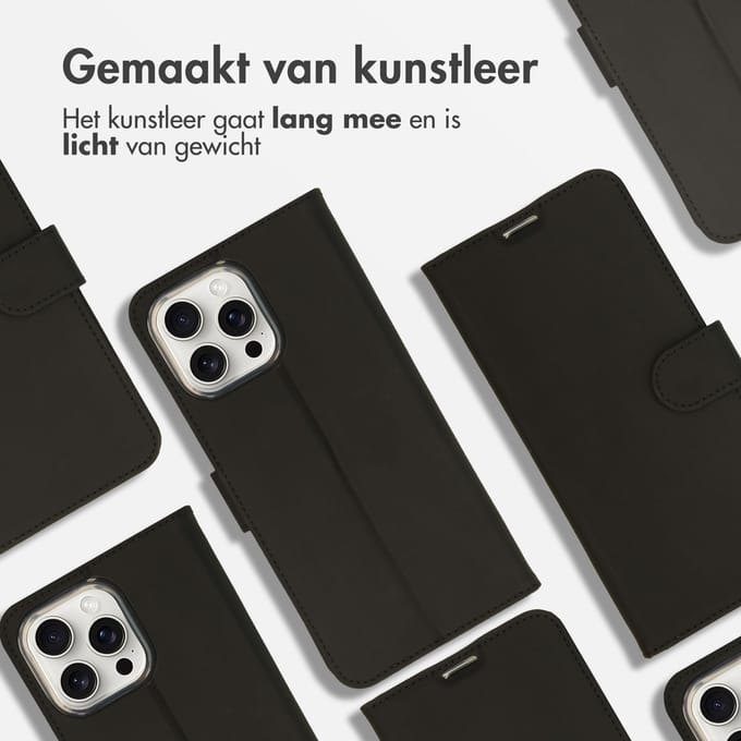 Accezz Hoesje - Geschikt voor Apple iPhone 16 Pro Max - Wallet Softcase Bookcase - Zwart