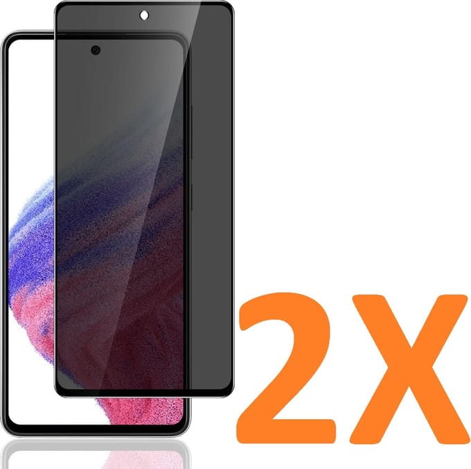 Screenprotector Glas - Privacy Tempered Glass Screen Protector Anti-Spy Geschikt voor: Samsung Galaxy A53 A536 5G - 2x