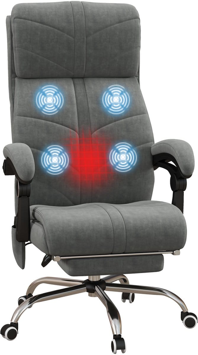 Vinsetto-Massagebureaustoel-Fluwelen (100% polyester)-64x70x117cm-Grijs