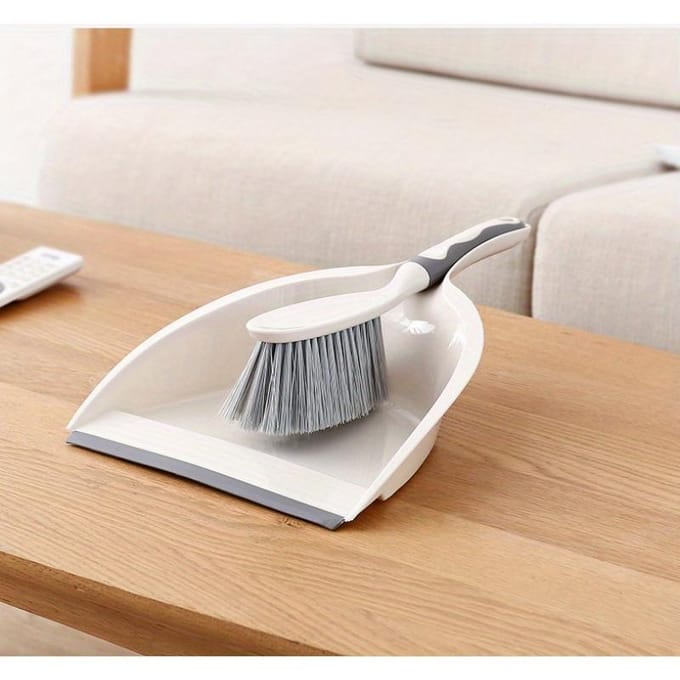 Draagbare Mini Bezem en Stoffer Set voor Huis Kantoor Bureau Schoonmaakborstel white