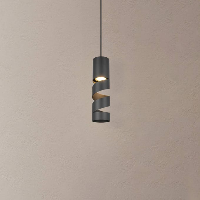 Trio Lighting Stream hanglamp, zwart, Ø 8 cm, metaal, GU10
