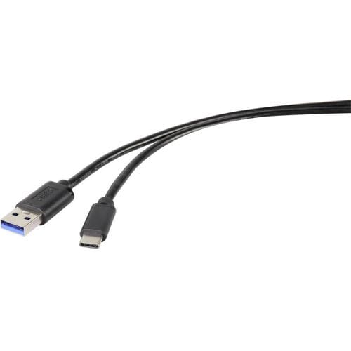Renkforce RF-4535908 USB-kabel USB 3.2 Gen1 USB-A stekker, USB-C stekker 3.00 m Zwart